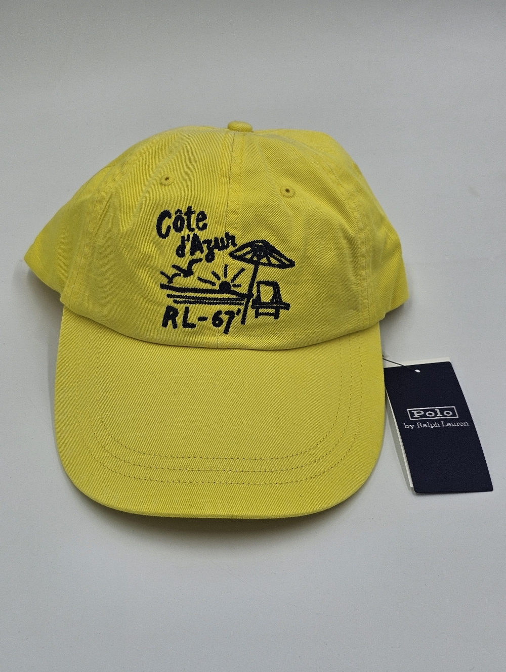 Polo Ralph Lauren Cote D' Azur RL 67 Long Bill Yellow Ball Cap Hat Nwt